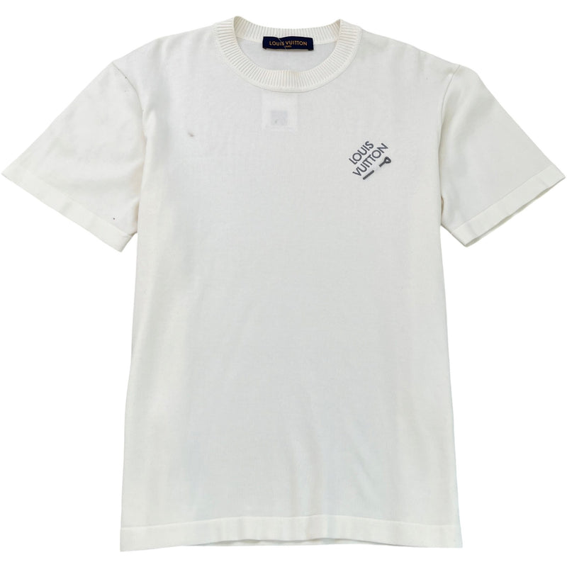 Men's Embroidered Logo T-Shirt White Size L