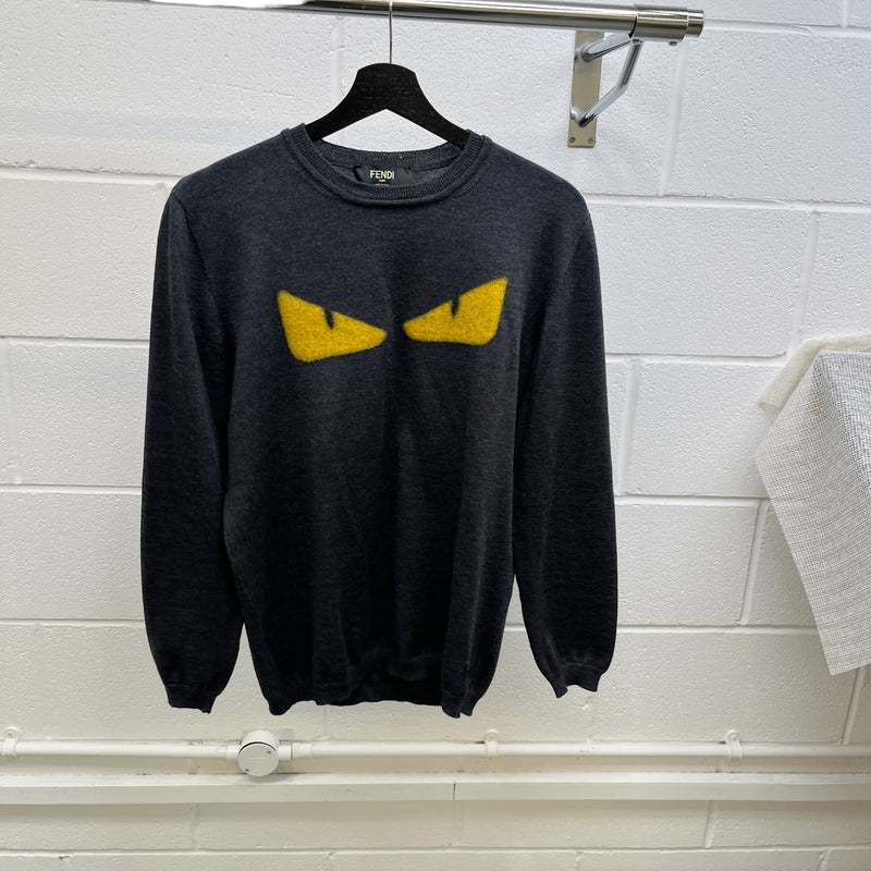 Men's Monster Eyes Jumper Grey Size IT 50 / UK L