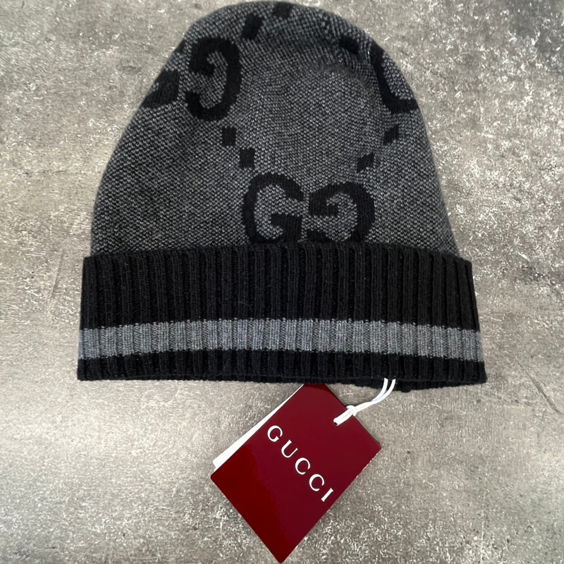 Men's Jumbo GG Knit Beanie Beanie Grey Size M