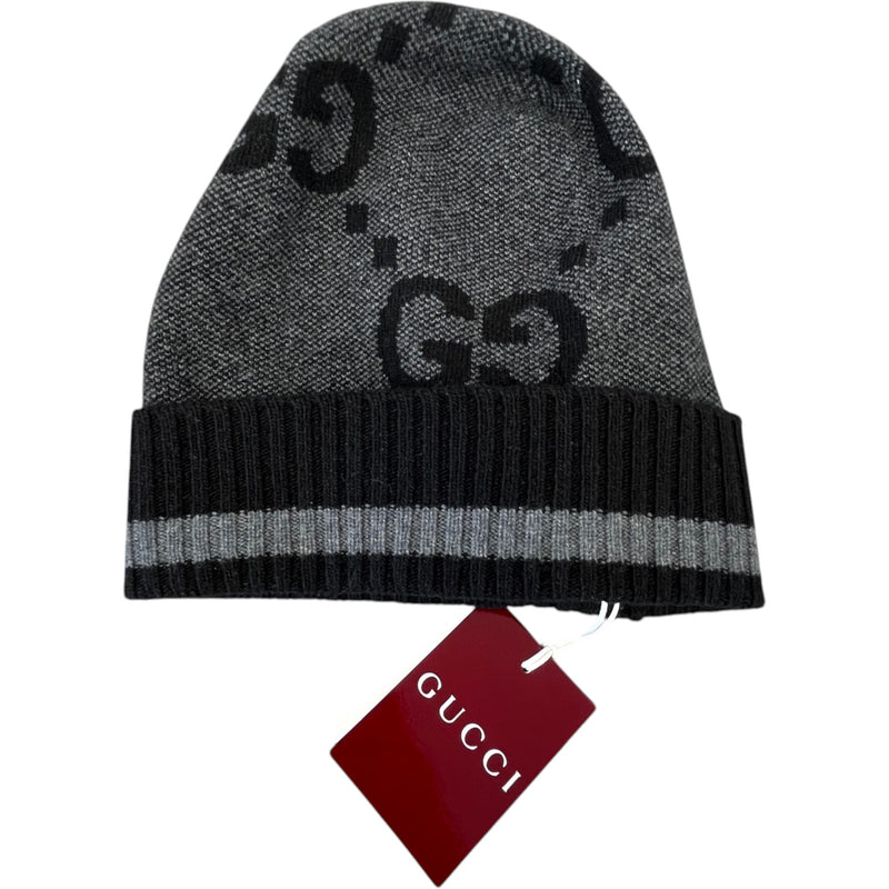 Men's Jumbo GG Knit Beanie Beanie Grey Size M