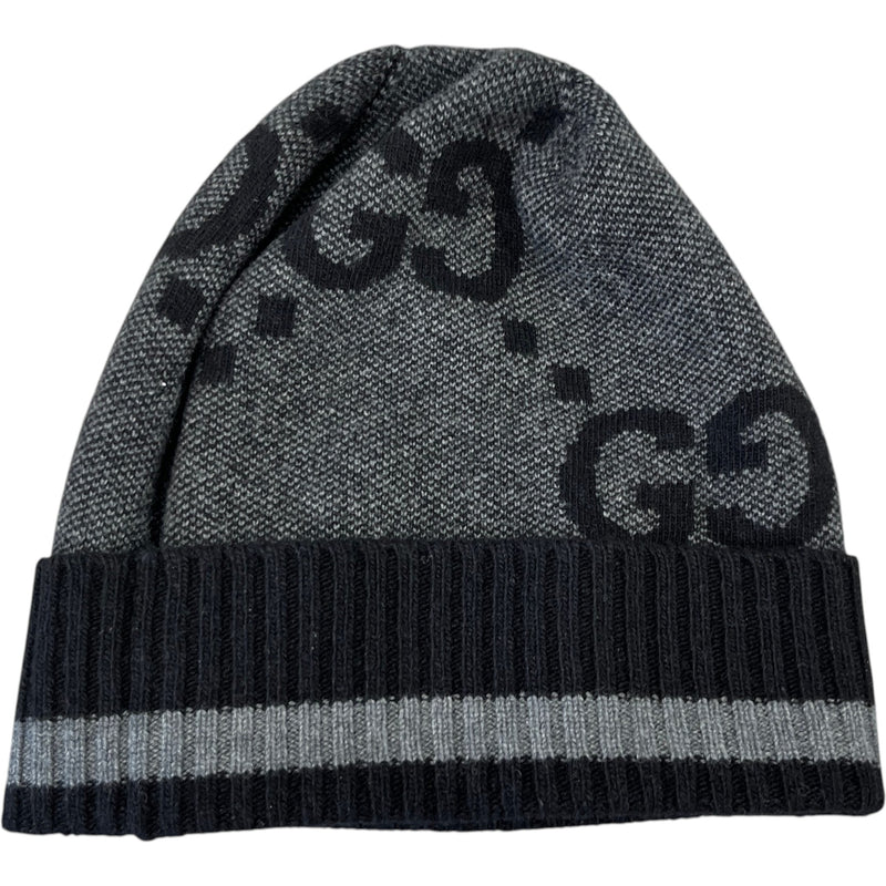Men's Jumbo GG Knit Beanie Beanie Grey Size M