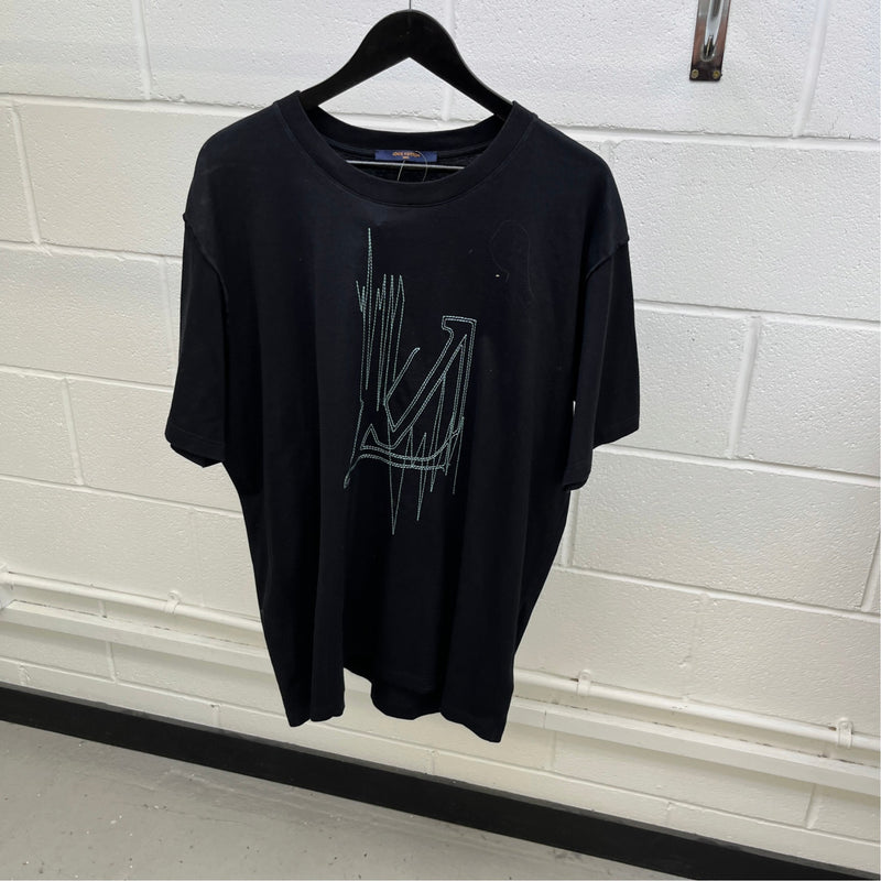 Men's LV Frequency Logo T-Shirt Black Size 4XL
