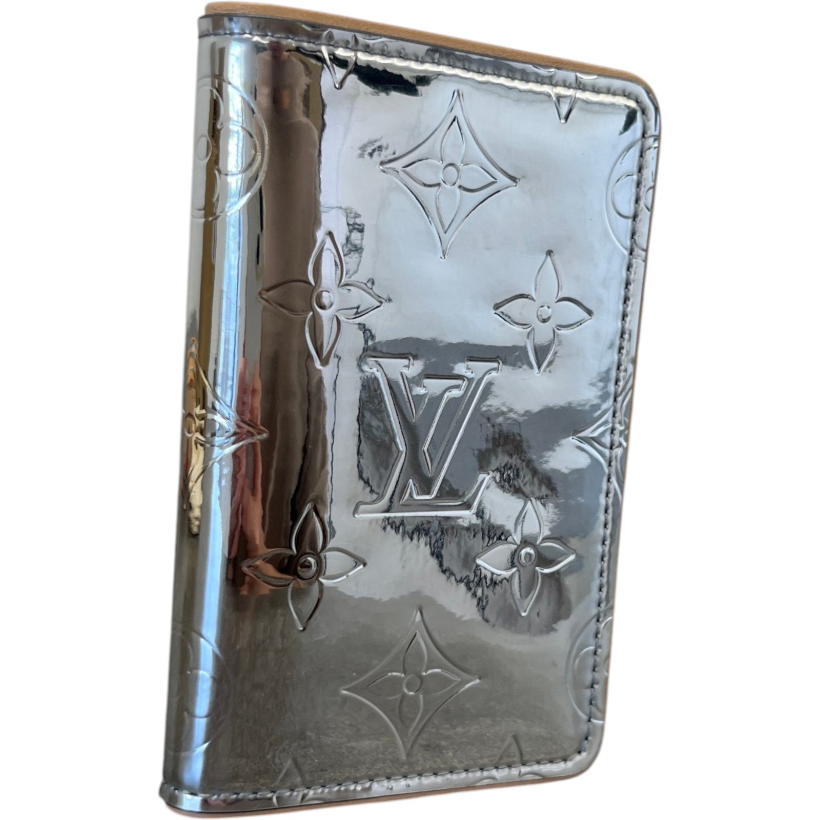 Women's Louis Vuitton Monogram Mirror Slender Pocket Organizer Card Holder Silver - Photo 4