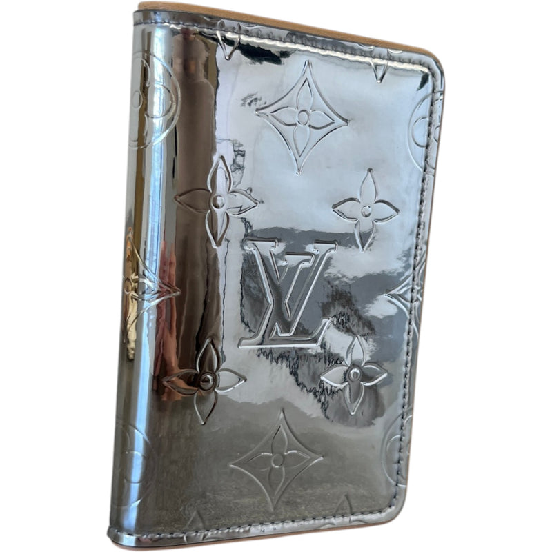 Women's Louis Vuitton Monogram Mirror Slender Pocket Organizer Card Holder Silver