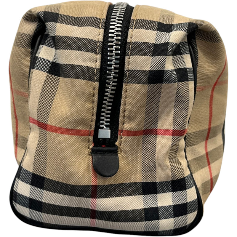 Men's Check Print Toiletry Bag Beige