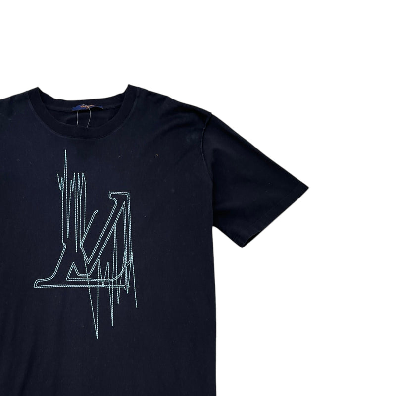 Men's LV Frequency Logo T-Shirt Black Size 4XL