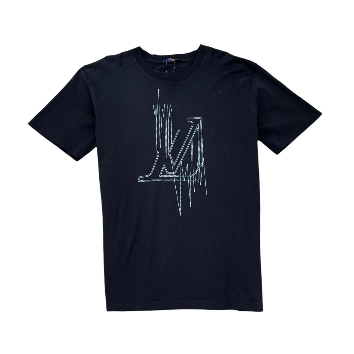 Men's LV Frequency Logo T-Shirt Black Size 4XL - Photo 1