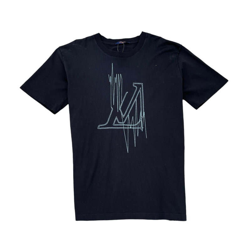 Men's LV Frequency Logo T-Shirt Black Size 4XL