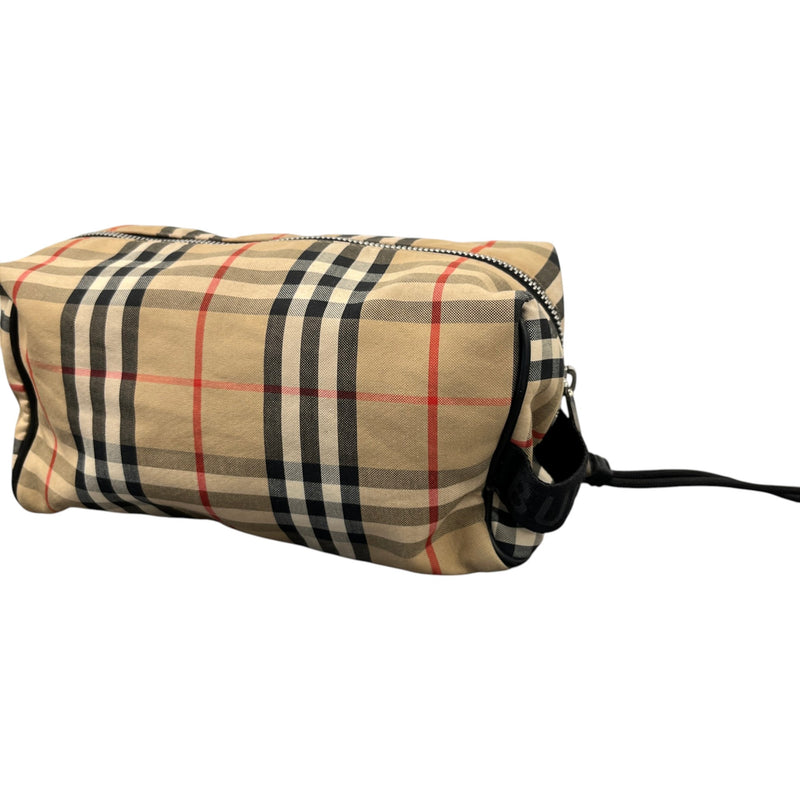 Men's Check Print Toiletry Bag Beige