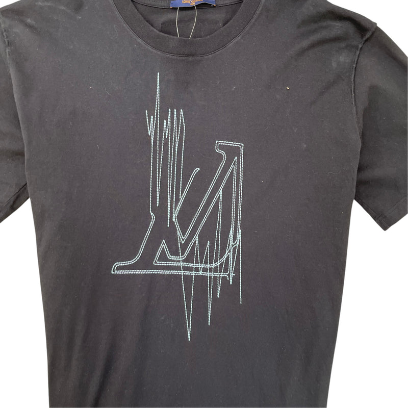 Men's LV Frequency Logo T-Shirt Black Size 4XL