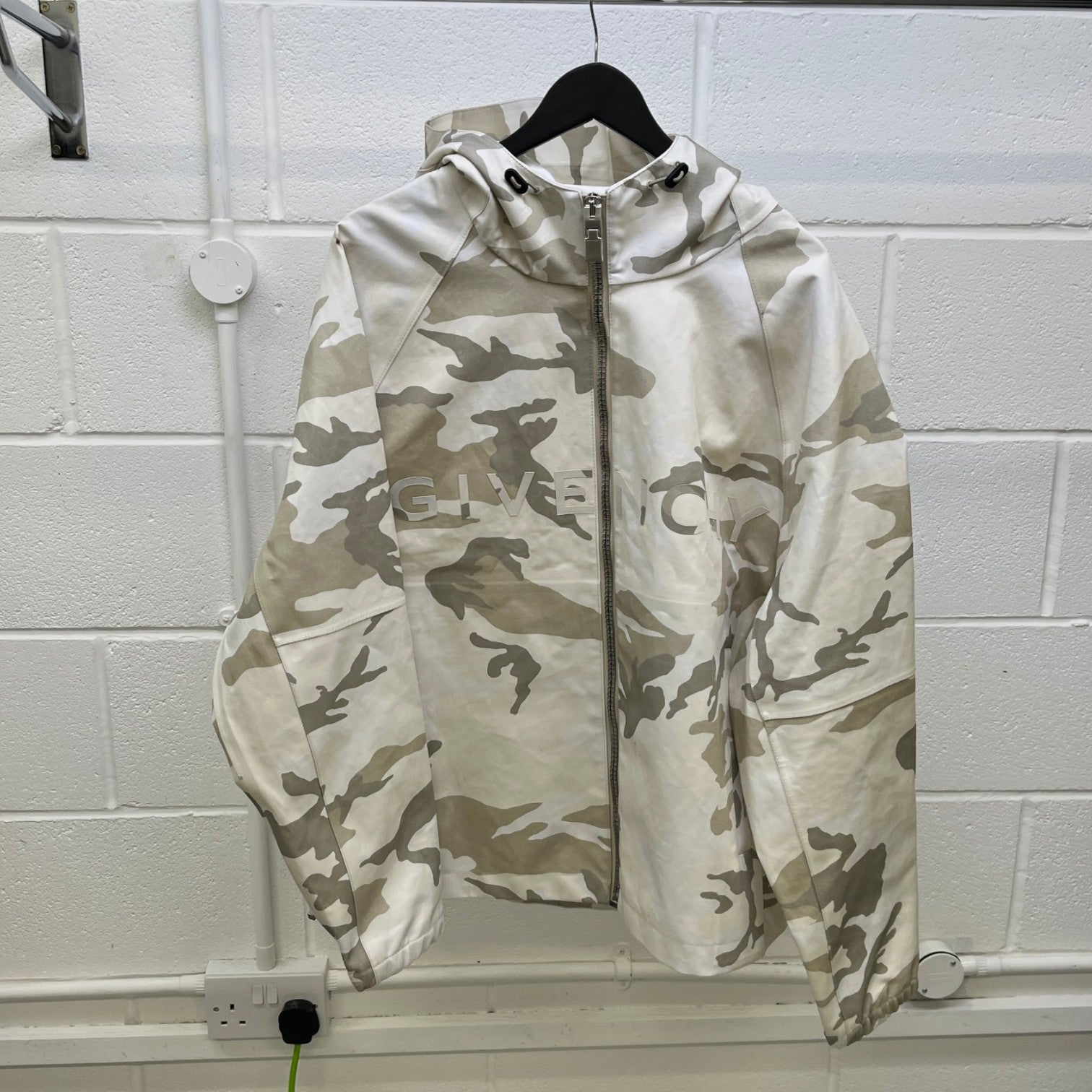 Men's Coated Canvas Camo Windbreaker Beige Size IT 48 / M - Photo 9