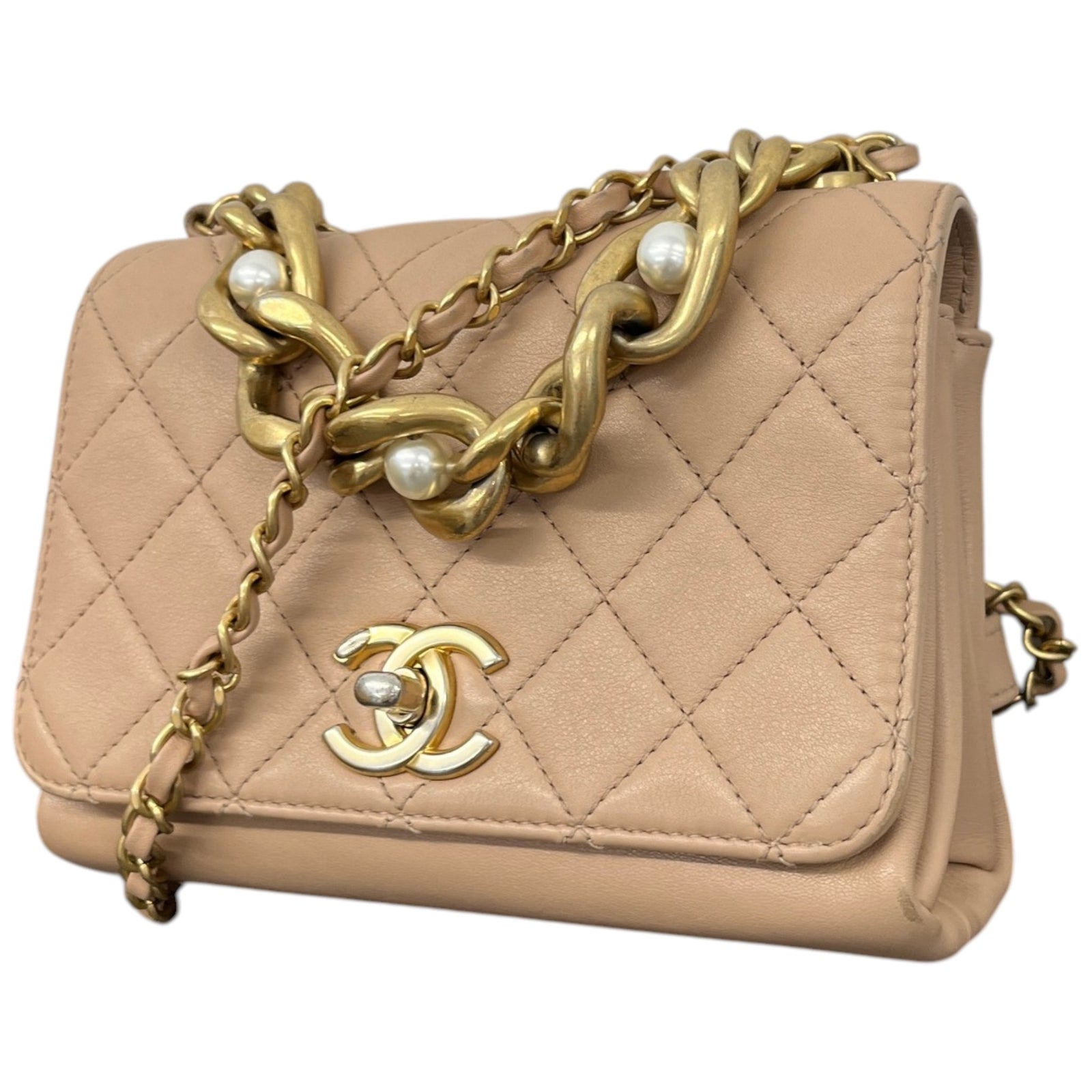 Women's Cc Pearl Chain Crossbody Flap Bag Pink - Photo 5