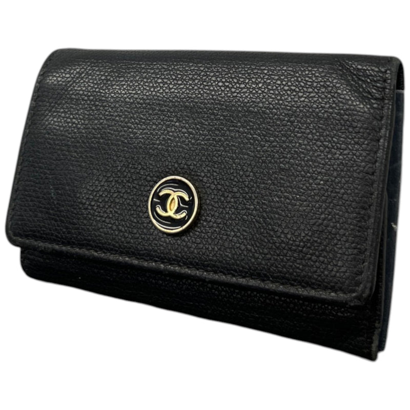 Women's Cc Logo Key Case Wallet Black