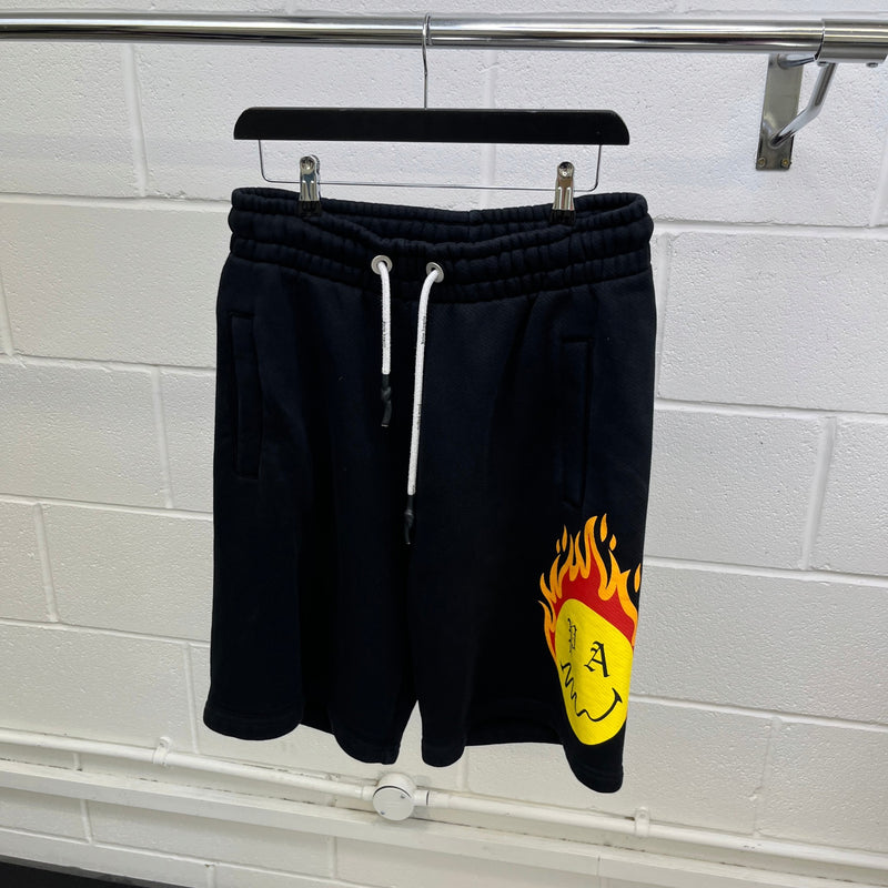 Men's X Smiley Burning Head Logo Shorts Black Size S / W30