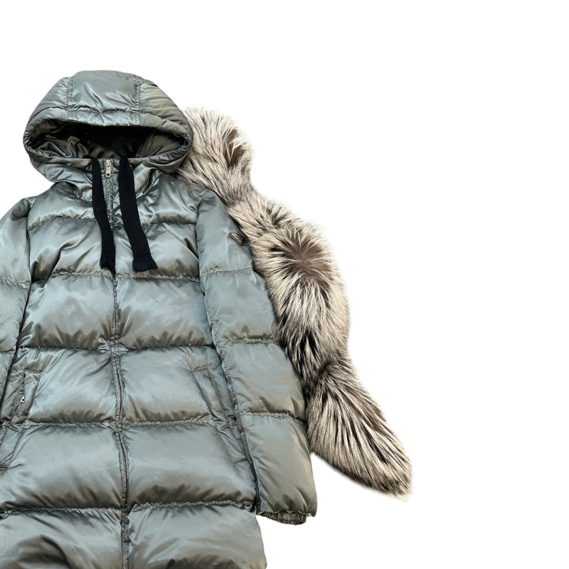 Women's Plaque Logo Down Jacket Green Size 44 / UK 12