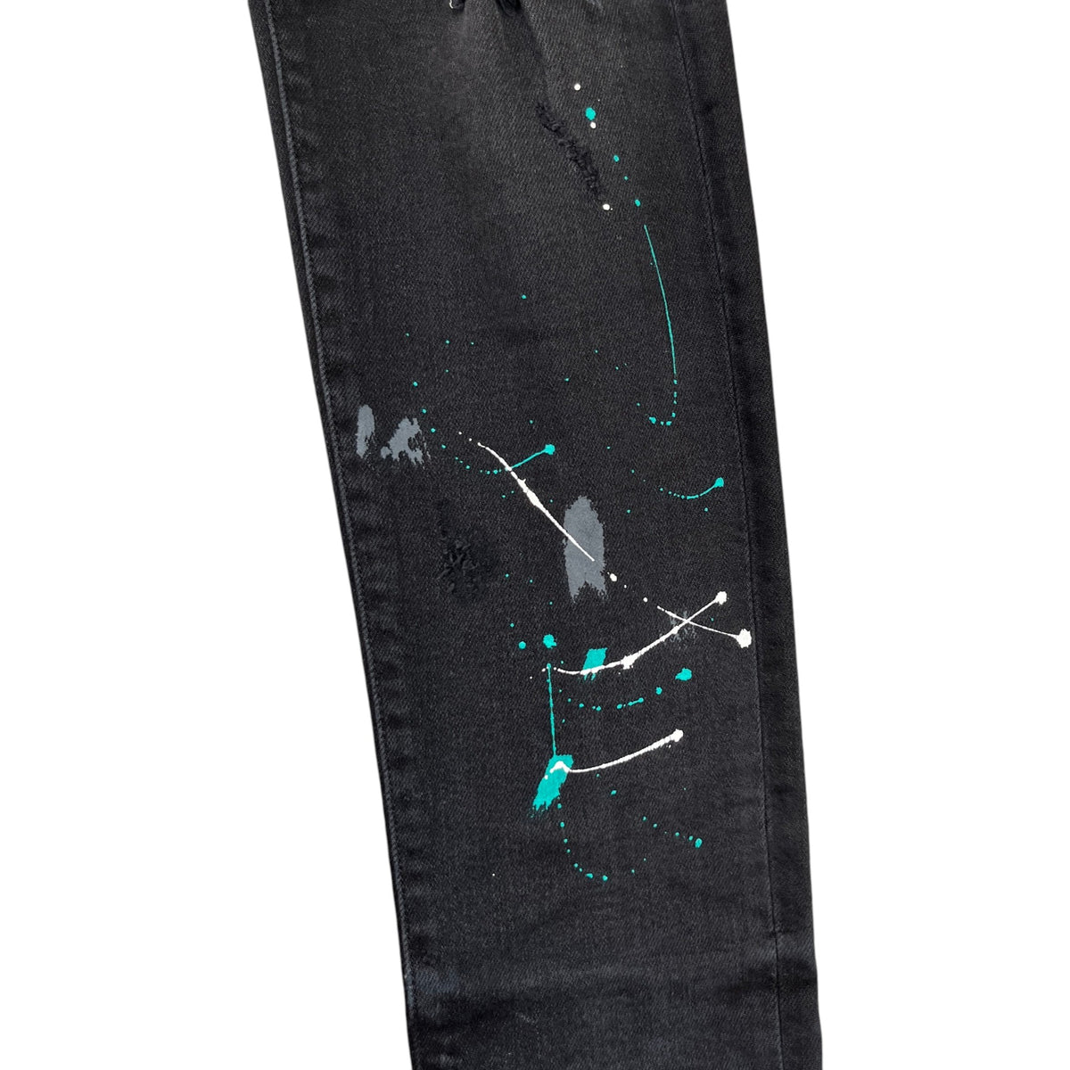Men's Distressed Paint Splatter Jeans Black Size W29 - Photo 5