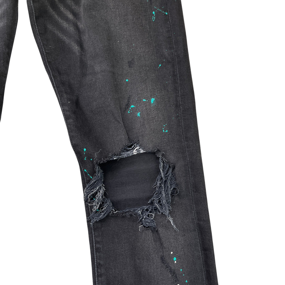 Men's Distressed Paint Splatter Jeans Black Size W29 - Photo 6