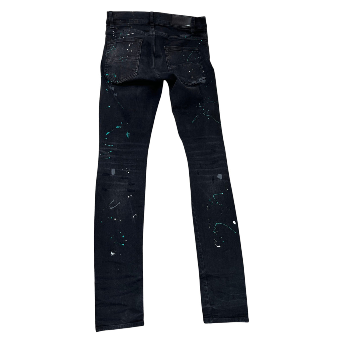 Men's Distressed Paint Splatter Jeans Black Size W29 - Photo 2