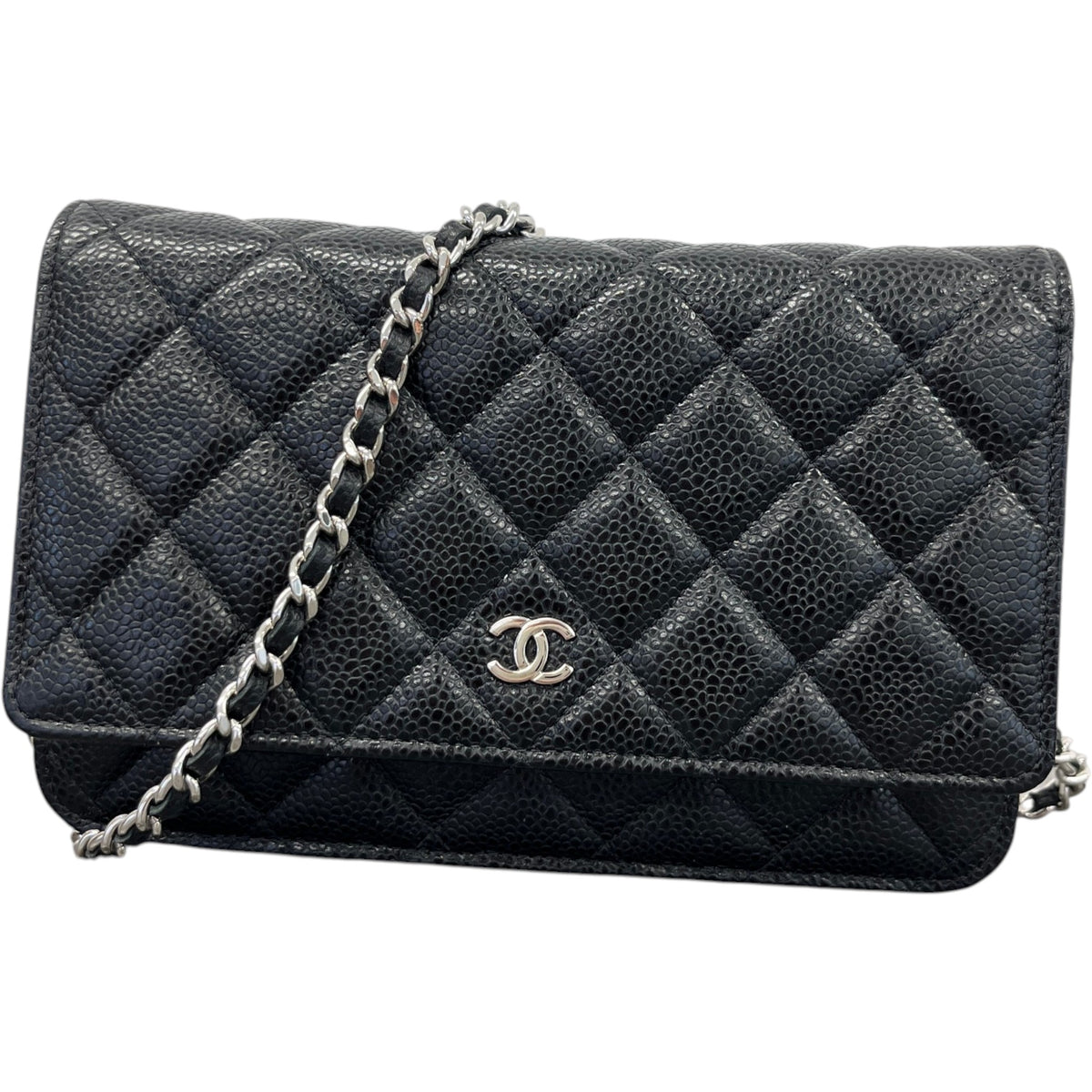 Women's Caviar Quilted Classic Wallet On Chain Crossbody Bag Black - Photo 1