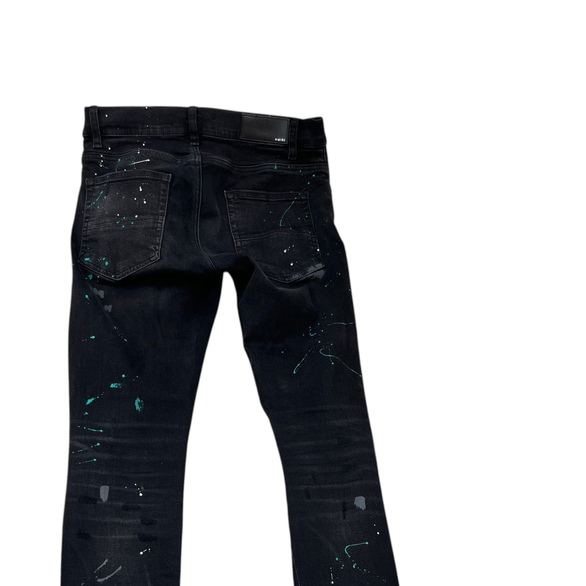 Men's Distressed Paint Splatter Jeans Black Size W29 - Photo 4