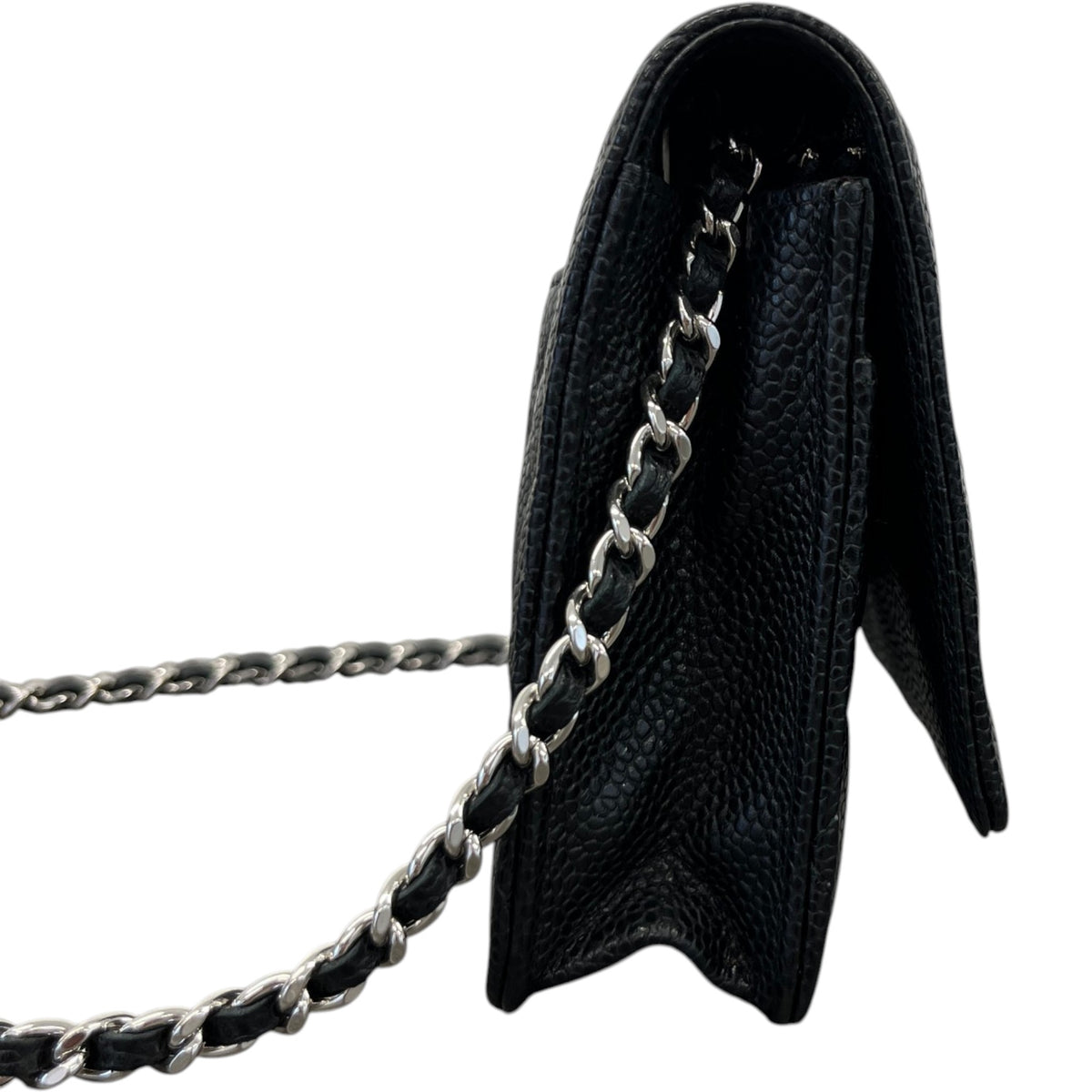 Women's Caviar Quilted Classic Wallet On Chain Crossbody Bag Black - Photo 6