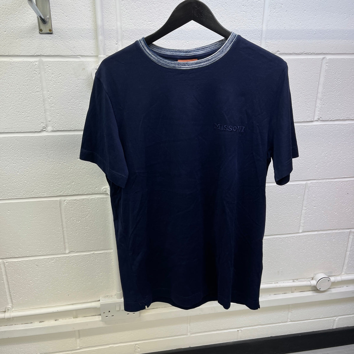 Men's Embroidered Logo T-Shirt Navy Size M - Photo 6