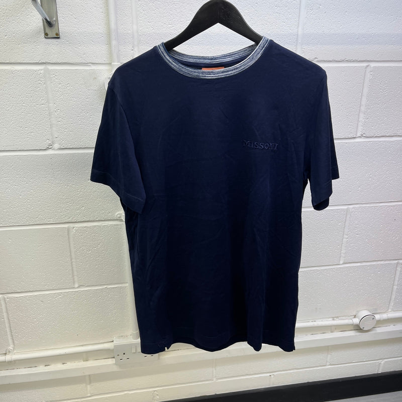 Men's Embroidered Logo T-Shirt Navy Size M