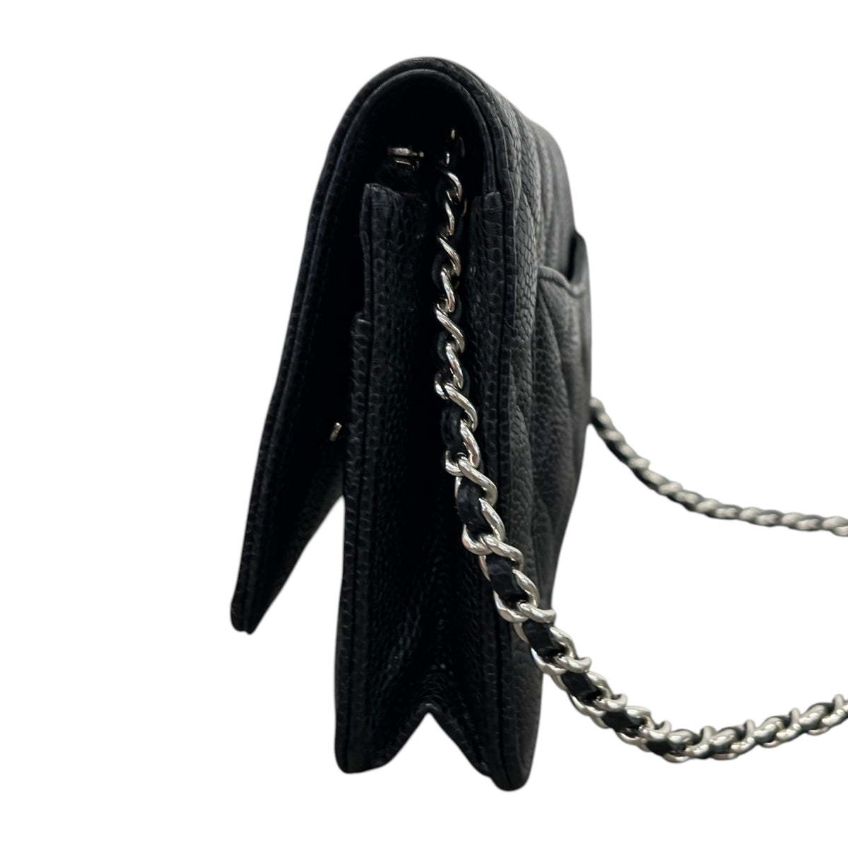 Women's Caviar Quilted Classic Wallet On Chain Crossbody Bag Black - Photo 7