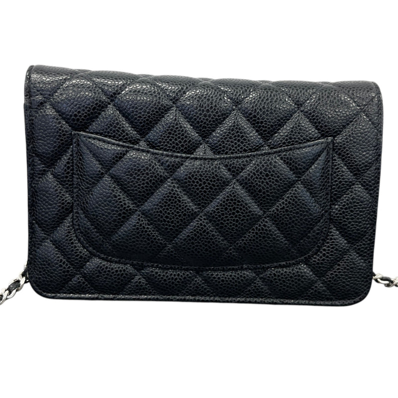 Women's Caviar Quilted Classic Wallet On Chain Crossbody Bag Black