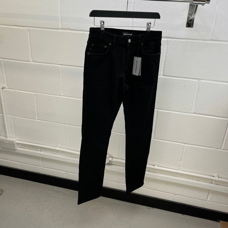 Men's Straight Embossed Logo Jeans Black Size M / W32
