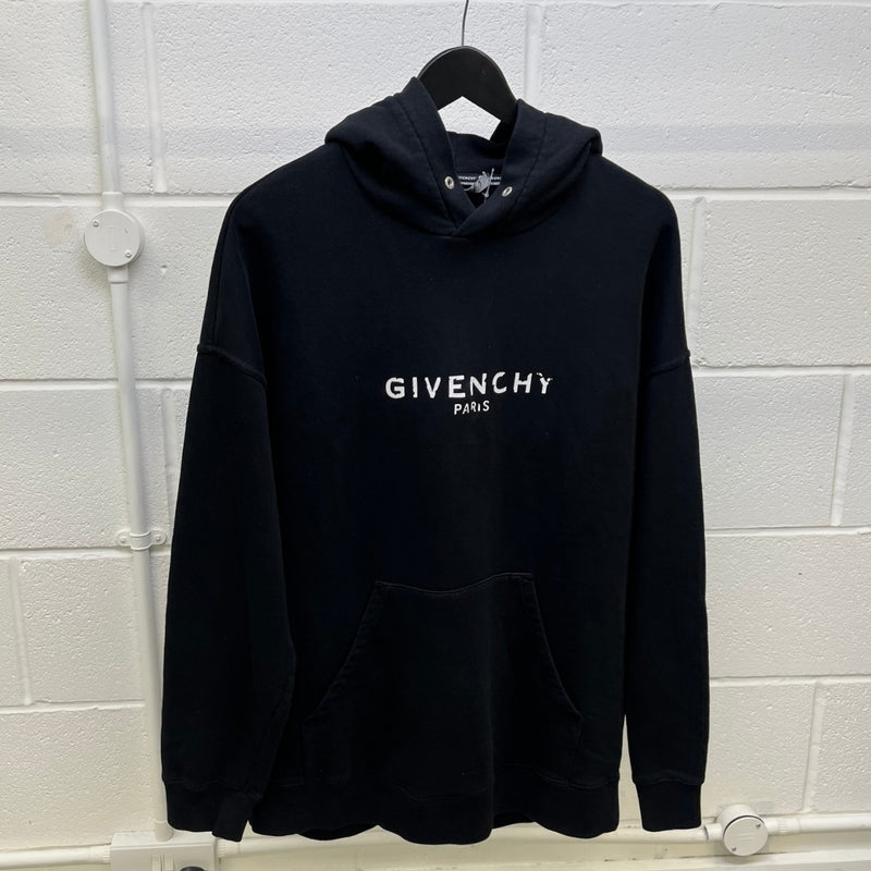 Men's Logo Print Hoodie Black Size L