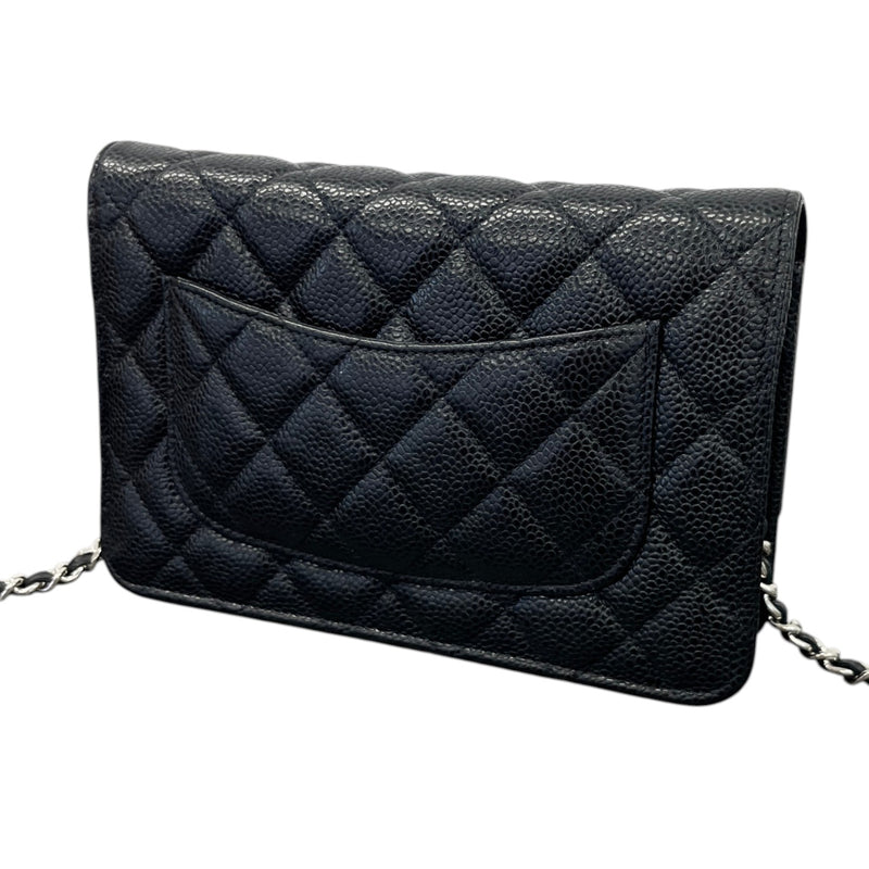 Women's Caviar Quilted Classic Wallet On Chain Crossbody Bag Black