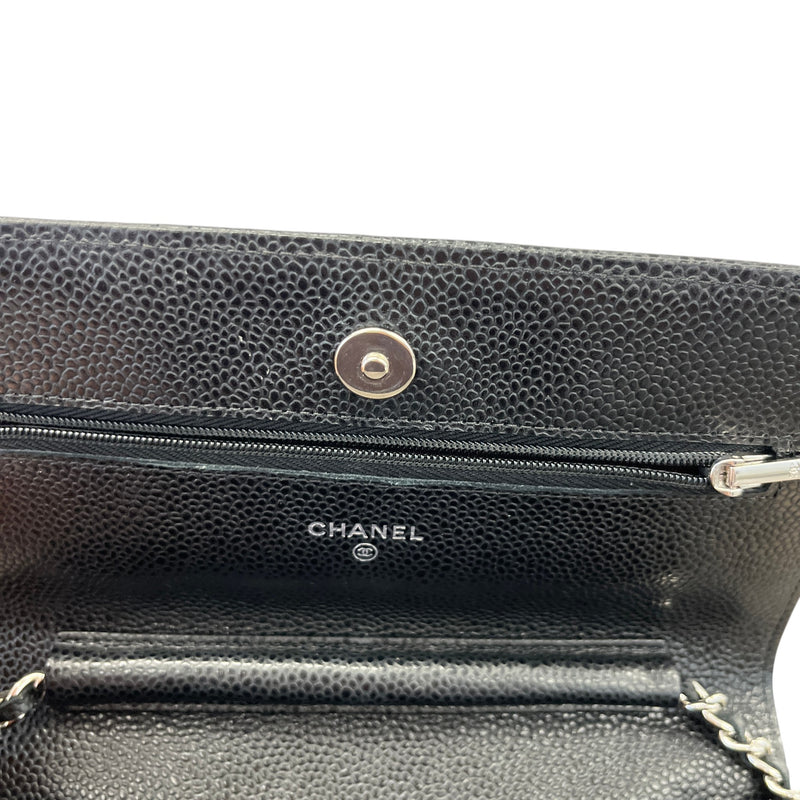 Women's Caviar Quilted Classic Wallet On Chain Crossbody Bag Black