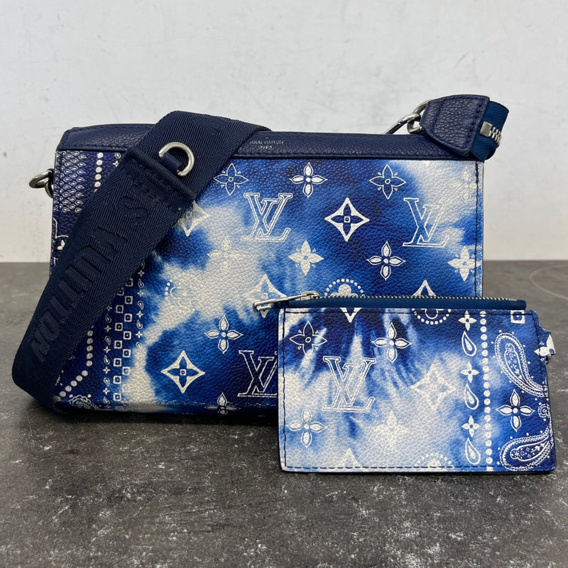 Men's Monogram Bandana Gaston Wearable Wallet Messenger Bag Blue