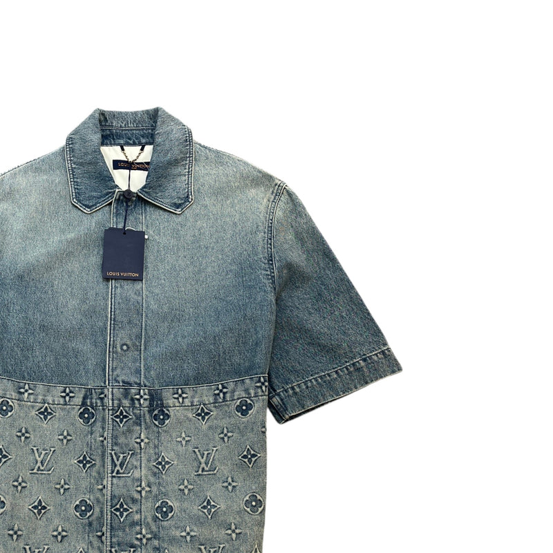 Men's Monogram Workwear Short Sleeve Shirt Blue Size L