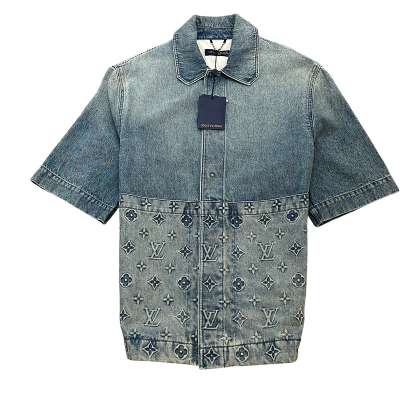 Men's Monogram Workwear Short Sleeve Shirt Blue Size L