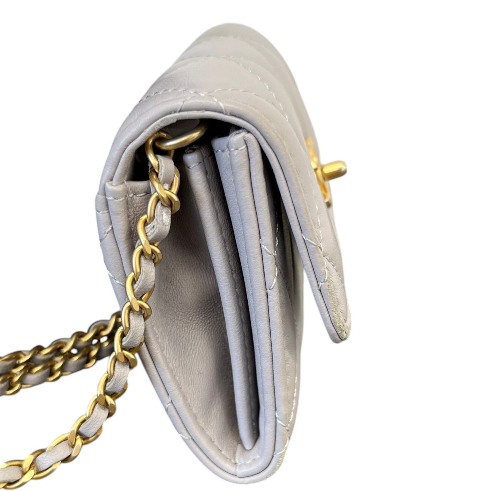 Women's Pearl Crush Mini Lambskin Flap Bag Grey - Photo 6