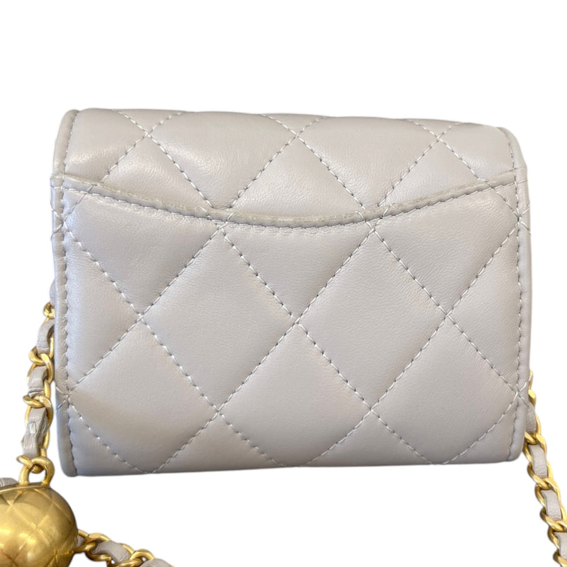 Women's Pearl Crush Mini Lambskin Flap Bag Grey