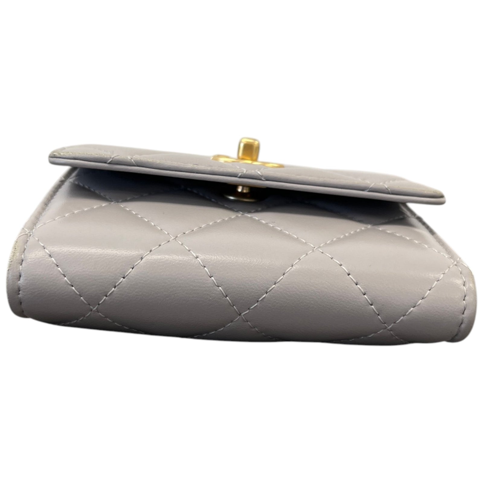 Women's Pearl Crush Mini Lambskin Flap Bag Grey - Photo 10