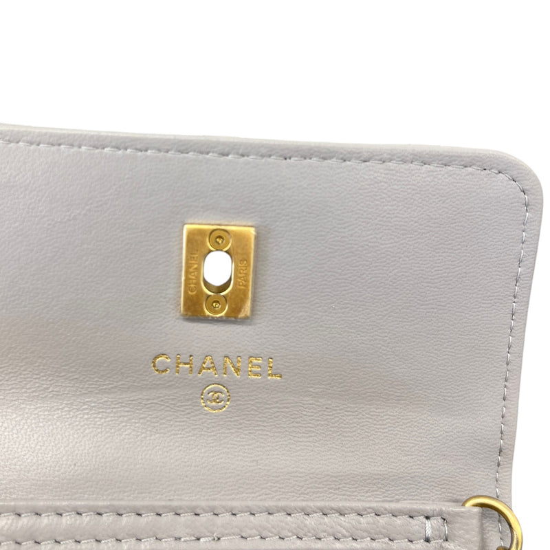 Women's Pearl Crush Mini Lambskin Flap Bag Grey