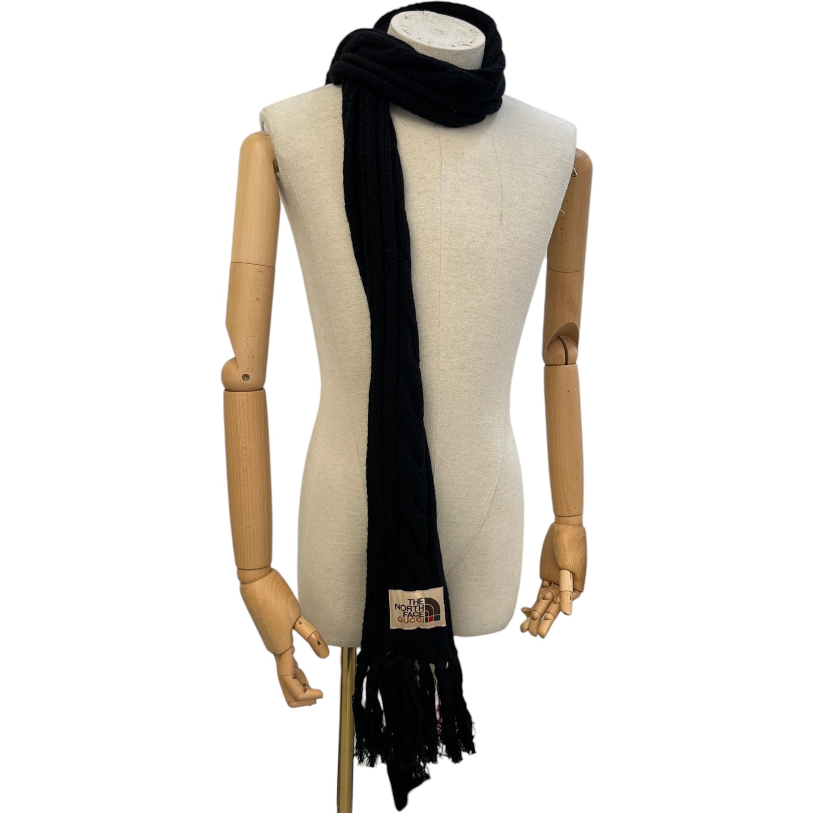 Men's X North Face Cable Knit Scarf Black - Photo 2