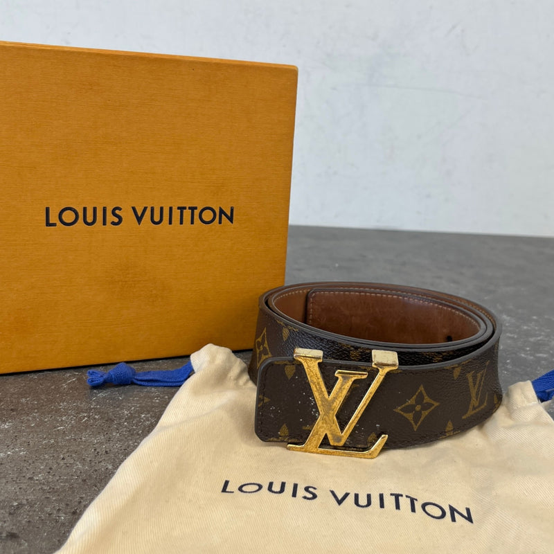 Men's Monogram Lv Initials Belt Brown Size Waist 36"