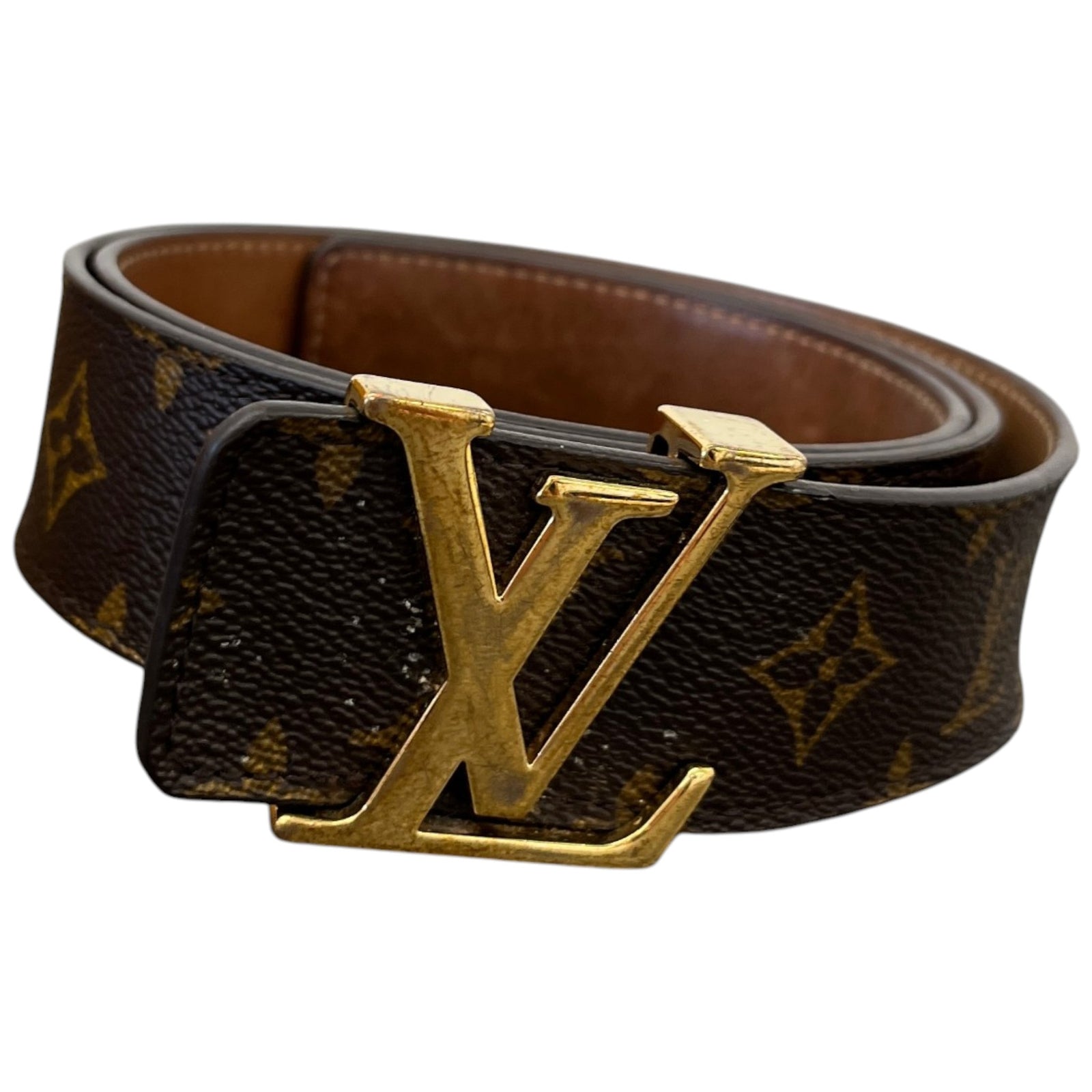 Men's Monogram Lv Initials Belt Brown Size Waist 36" - Photo 1