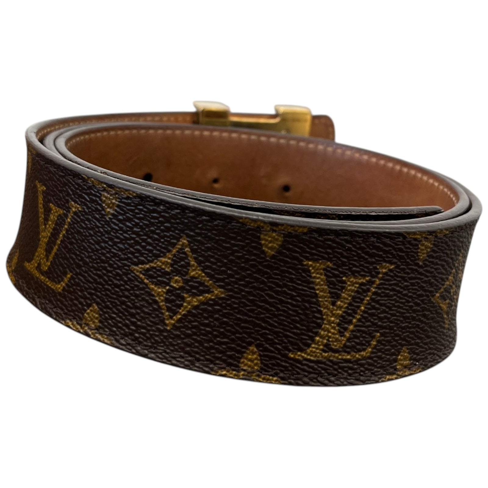 Men's Monogram Lv Initials Belt Brown Size Waist 36" - Photo 2
