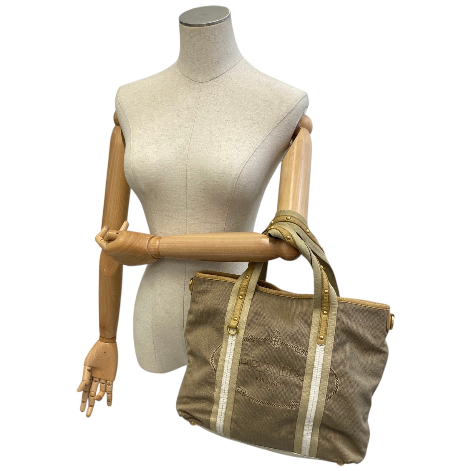 Women's Vintage Logo Jacquard Tote Bag Brown - Photo 2