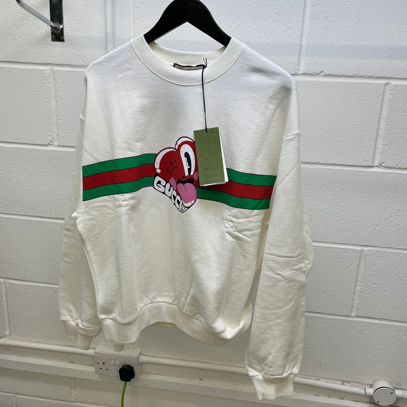 Men's Logo Print Sweatshirt White Size S
