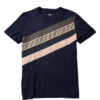 Men's Striped Ff Logo T-Shirt Black Size L