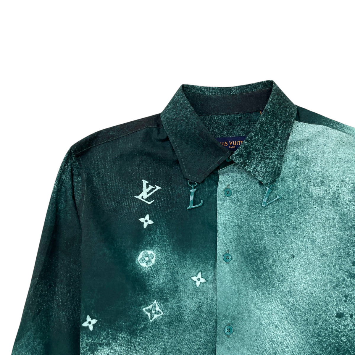 Men's Monogram Spray Graphic Long Sleeve Shirt Green Size S - Photo 5