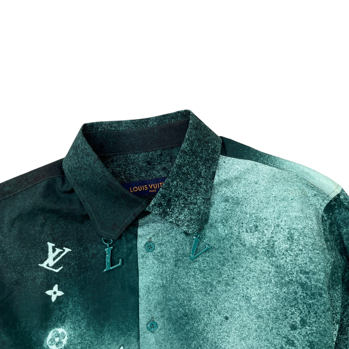 Men's Monogram Spray Graphic Long Sleeve Shirt Green Size S - Photo 6