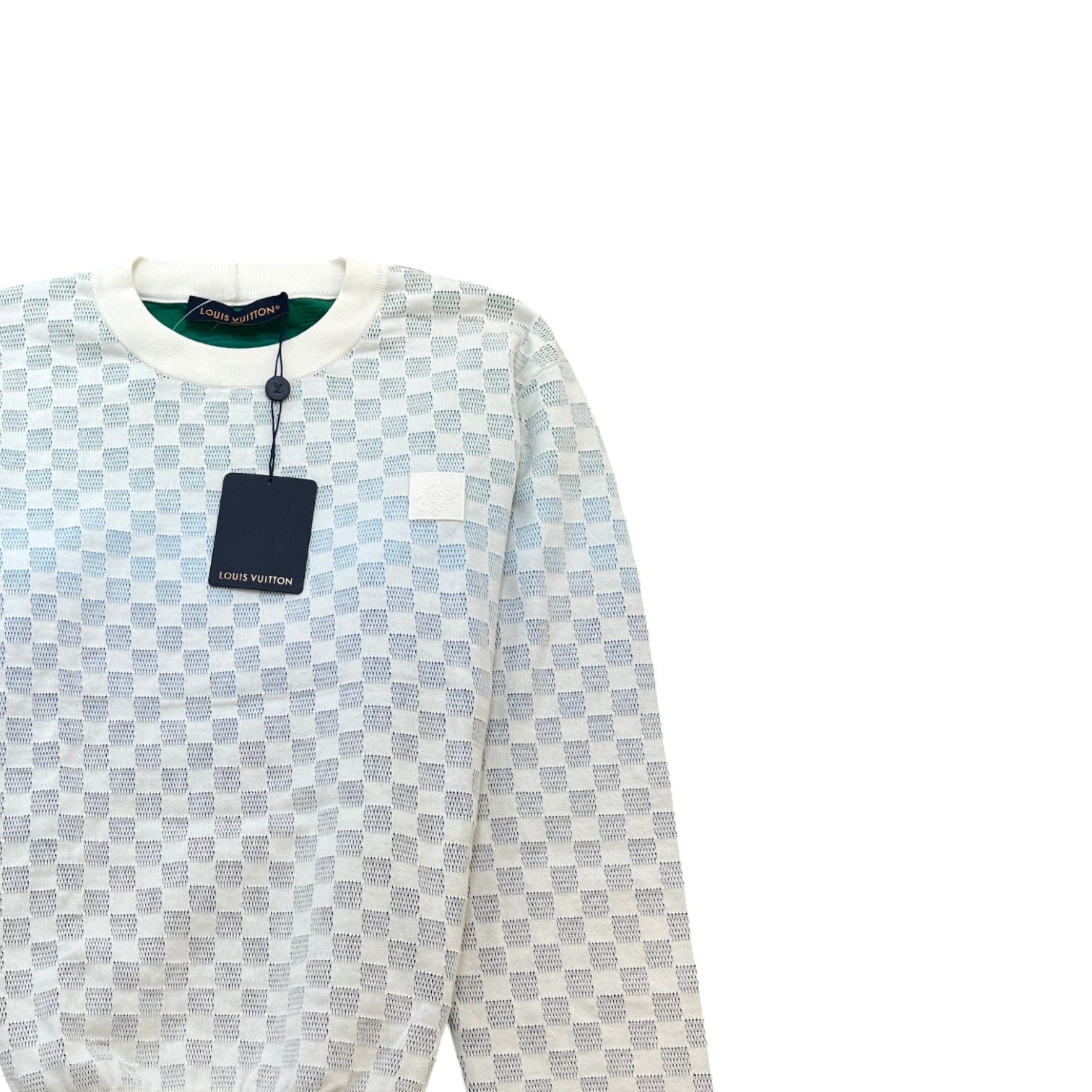 Men's Damier Gradient Jacquard Sweatshirt White Size M - Photo 3